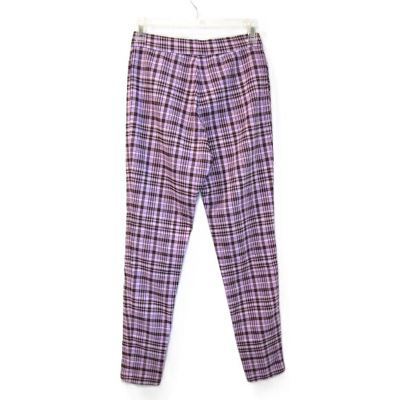 Urban Outfitters UO Pants Size 4 Pink Purple Brown Gingham Susie High Waist Zip - Picture 2 of 8